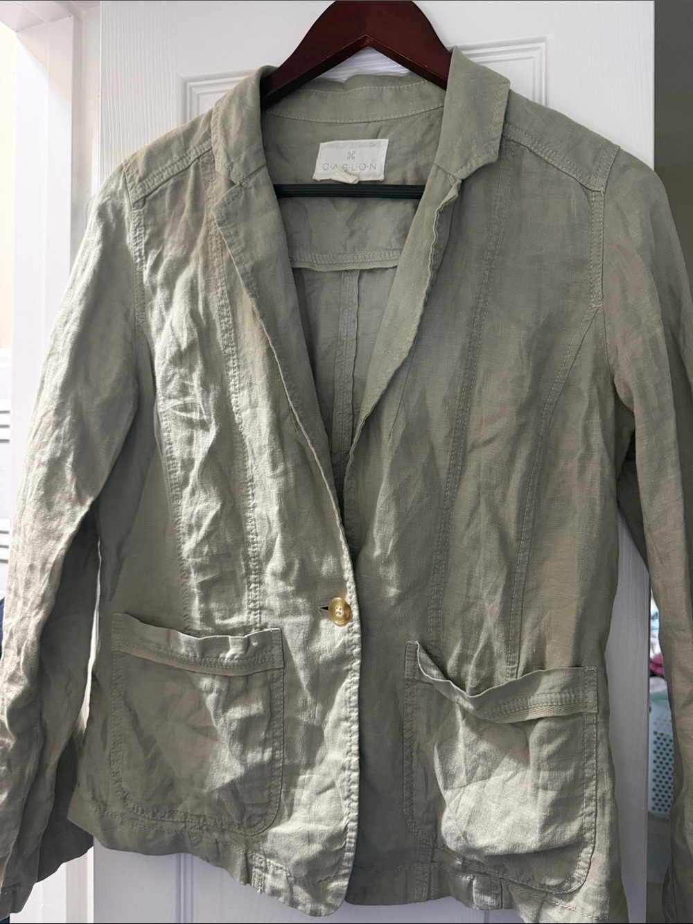 Caslon Olive Linen Notch-Collar Blazer